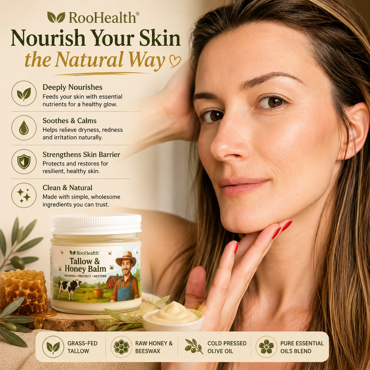 ROH™ Grass-Fed Tallow & Honey Balm