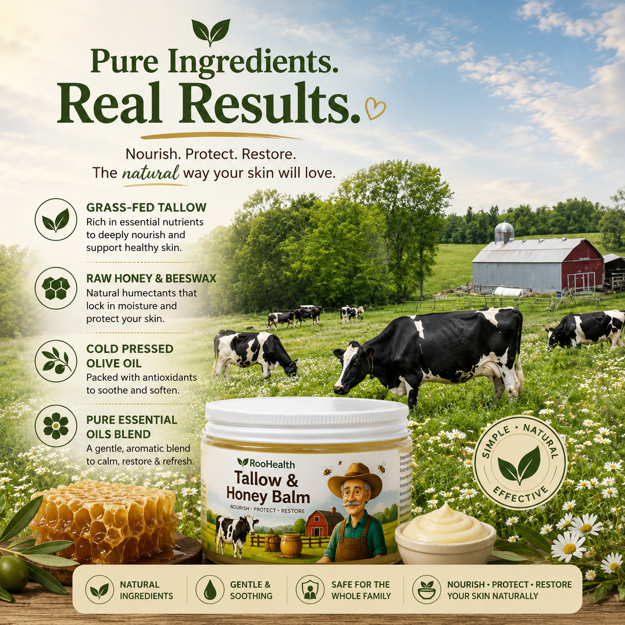 ROH™ Grass-Fed Tallow & Honey Balm